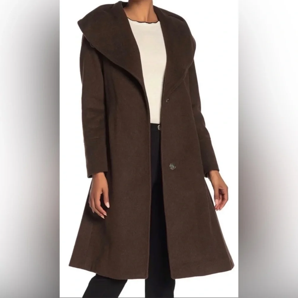 Cole Haan wool blend belted wrap coat - Size 12 - Picture 2 of 8